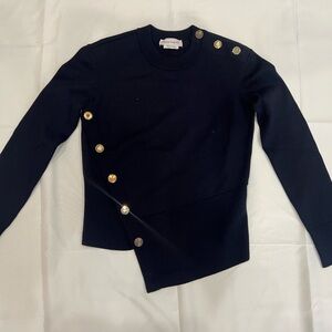 Alexander McQueen Asymmetric Navy Blue Sweater